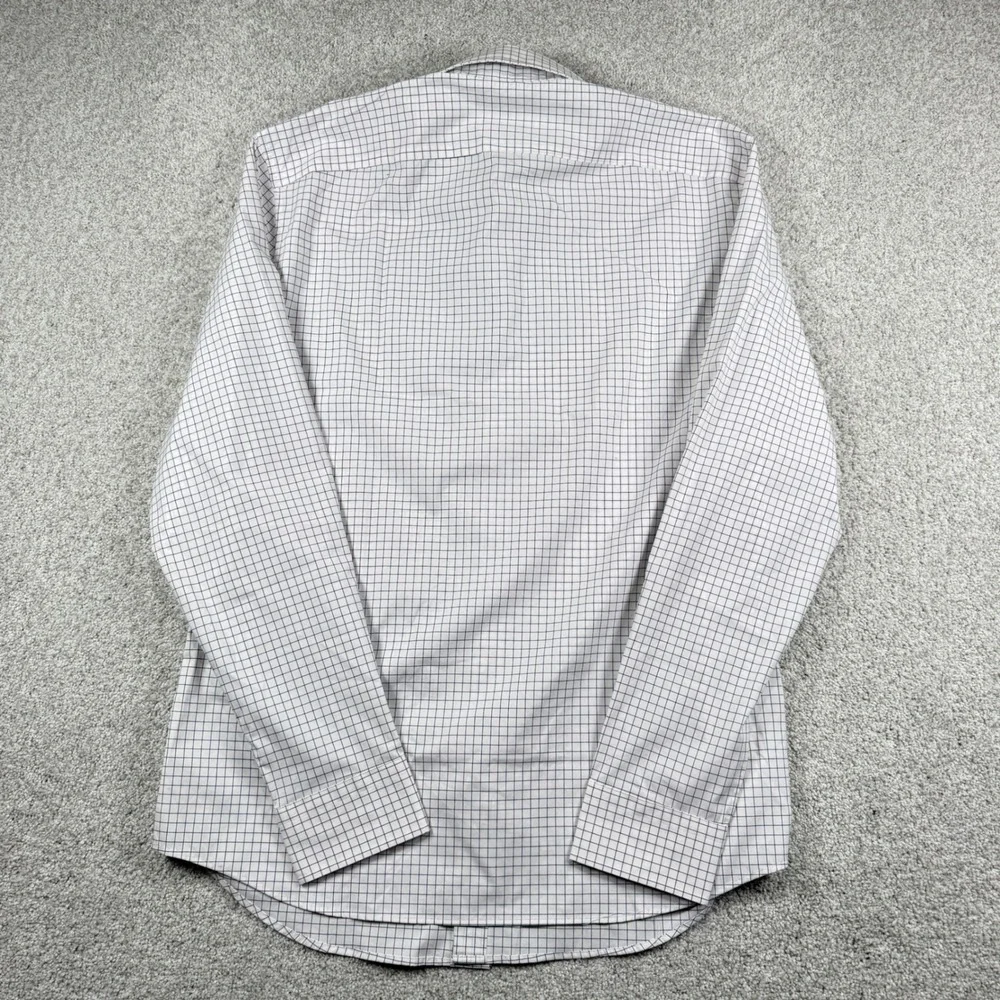 Banana Republic Dress Shirt Mens L White Tech Stretch Cotton Slim Flex Fit Check